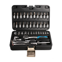 FIXTEC Hand Tools 77pcs Adjustable Long Handle Ratchet Wrench Car Repair Tool Kit